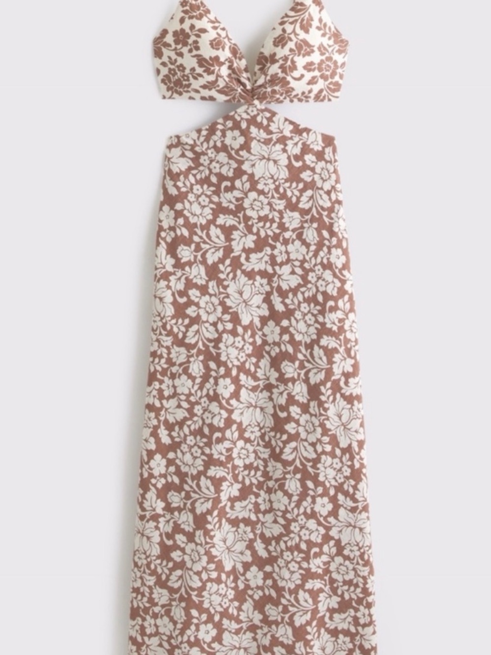 Abercrombie & Fitch Julia Brown and Cream Floral Maxi Dress - Picture 3 of 6